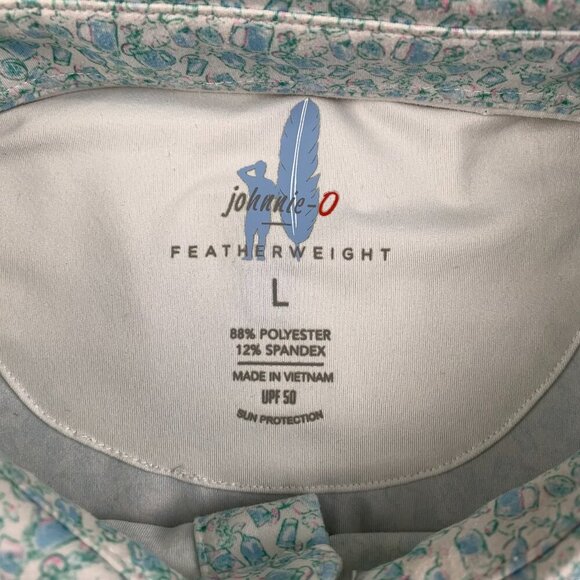 Johnnie-O Mens Shirt Large Malibu Blue Kilmer Polo Featherweight UPF50 Drinks - Picture 4 of 9